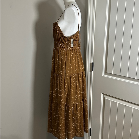 Madewell Sophia Cami Tiered Midi Dress in Dot Brown Polka Dot Sz 14 NEW - Picture 8 of 11